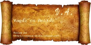 Vagács Anikó névjegykártya