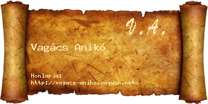 Vagács Anikó névjegykártya